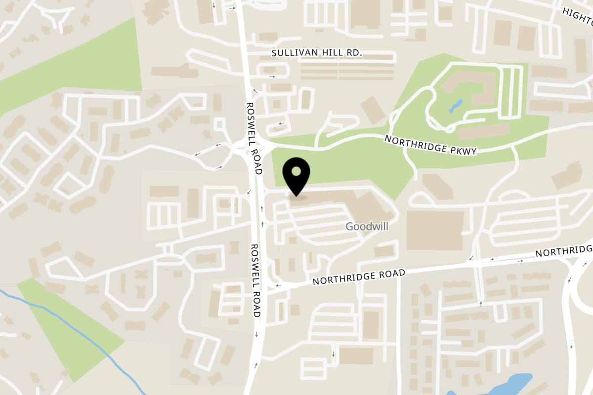 Map showing the location of The Juicy Seafood Sandy Springs on 8371 Roswell Road in Sandy Springs